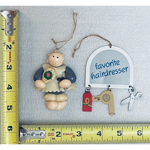 Christmas Ornaments My Favorite Hairdresser Funny Unique Lot of Two - Picture 5 of 5